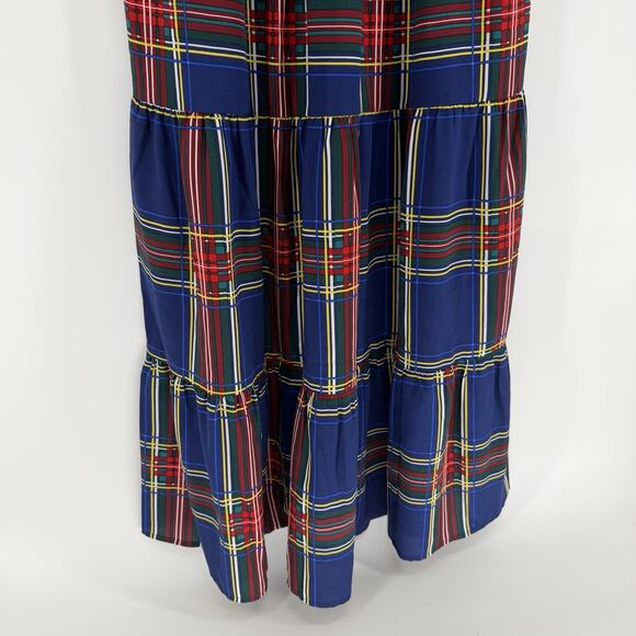 Sugarlips Lakeview Blue Red Plaid Smocked Tiered Maxi Dress Womens Size Medium - Picture 13 of 13